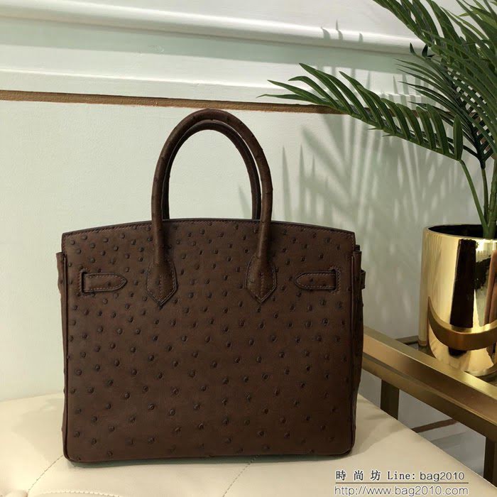HERMES愛馬仕 鉑金包 Birkin 30 南非原產KK級鴕鳥皮 頂級工藝 手縫蠟線   Ama1195
